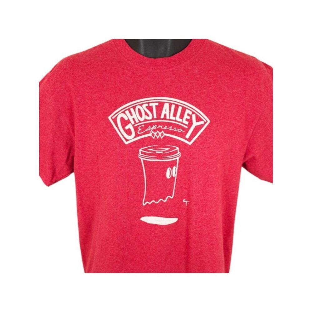Ghost Alley Espresso T Shirt Mens Size Medium Red Seattle Pike Place Coffee